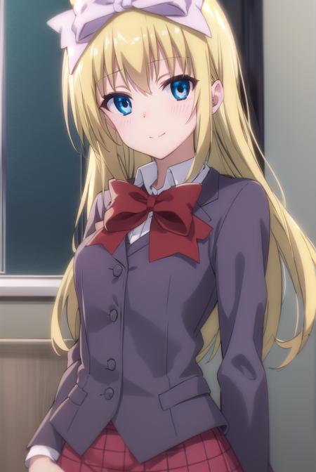 mafuyushiina, <lora:mafuyu shiina s2-lora-nochekaiser:1>,
mafuyu shiina, long hair, blue eyes, blonde hair, bow, hair bow, bowtie, smile,
BREAK skirt, school uniform, plaid, plaid skirt, shirt, white shirt, collared shirt, jacket, long sleeves, black jacket,
BREAK indoors, classroom,
BREAK looking at viewer, (cowboy shot:1.5),
BREAK <lyco:GoodHands-beta2:1>, (masterpiece:1.2), best quality, high resolution, unity 8k wallpaper, (illustration:0.8), (beautiful detailed eyes:1.6), extremely detailed face, perfect lighting, extremely detailed CG, (perfect hands, perfect anatomy),