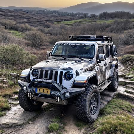 <lora:StormShadow_02B-000002:0.8>,a RAW photograph of (StormShadow Jeep:1.1),
driving up dirt train on rocky terrain on a steep hill,woods in the background,snow covered mountains in the background,
(wide_shot:1.2),from_side,8k,uhd,best quality,masterpiece,raw photo,photorealistic,high contrast,HDR,HD wallpaper,IMAX,highres,absurdres,landscape,