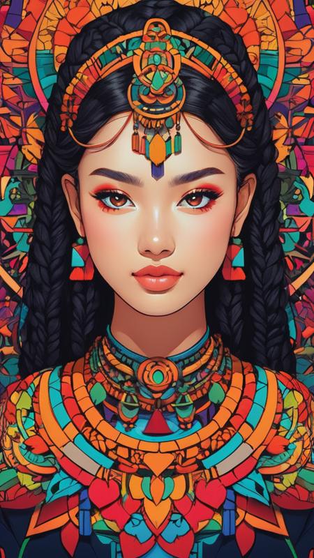 Random artwork, single person, intricate background, colorful