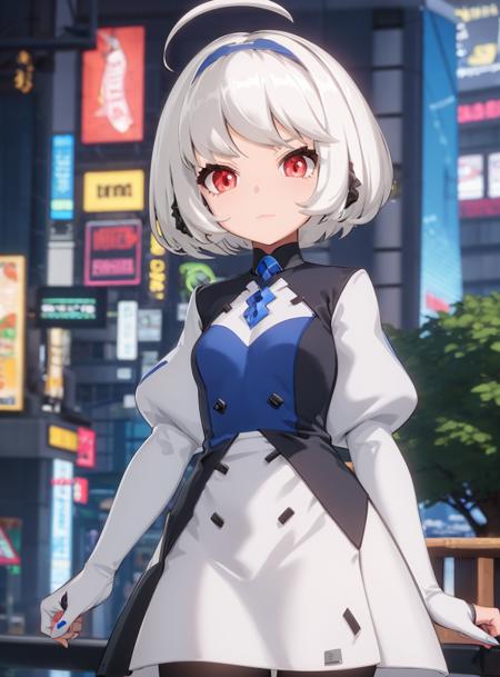 1girl, white hair, short hair, red eyes,