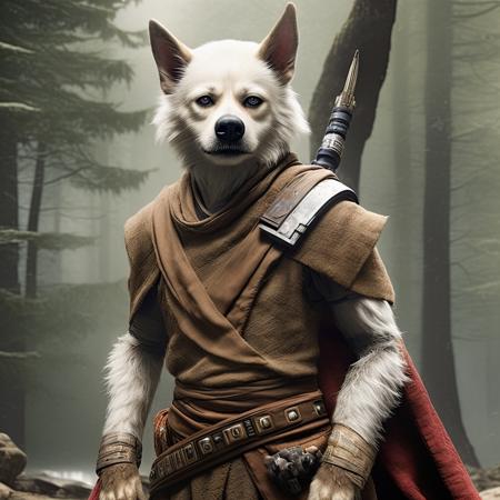 a photo of a dog-man hybrid as a jedi, 8k