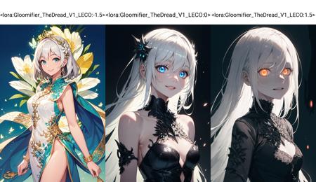 (best quality, high resolution, extremely detailed:1.2), girl walking in street, glowing eyes, smiling, long white hair, glowing accessories, <lora:Gloomifier_TheDread_V1_LECO:-1.5> , bioluminescence , clothing with intricate detail, detailed clothing, expensive clothing,