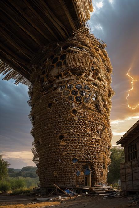 (Natureâs architect, human-beehive synthesis:1, constructing lifeâs honeycombs, buzzing with collective energies, designing spaces of communal harmony and productivity.)