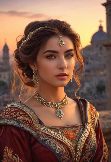 3d, 
htylth, 
Super beautiful, 
hyper realistic woman,  
perfect detailed face, 
detailed eyes, 
beautiful long hair, 
Sky eye color and super focus, 
from the best photographers, 
Best painting style, 
original, 
fashionable dress from the best designers, 
kurtier jewelry from the best jewelers, 
beautiful double composition, 
against the background of a heavenly sunset, 
fantasy art, 
ultra-details, 
hyperrealism, 
Sicilian style, 
bokeh and shimmering dust, 
impeccable lines, 
high-precision details, 
a masterpiece of developed civilization, 
in the center, 
symmetry, 
painted, 
intricate, 
three-dimensional lighting, 
beautiful, 
rich masterpiece of deep colors, 
this is a fascinating visual art. Each object serves as a unique element of art, 
giving it an exotic look, 
the dress will be a unique thing that attracts attention and gives a touch of natural luxury and mystery., 
professional sinister concept art, 
from artgerm and Greg rutkowski, 
intricate, 
elegant, 
very detailed digital painting, 
concept art, 
sharp focus, 
ultra-detailed, 
in the style of Dan Mumford and Mark Simonetti, 
astrophotography, 
8k, 
art digital, 
al, 
glossy magazine.
