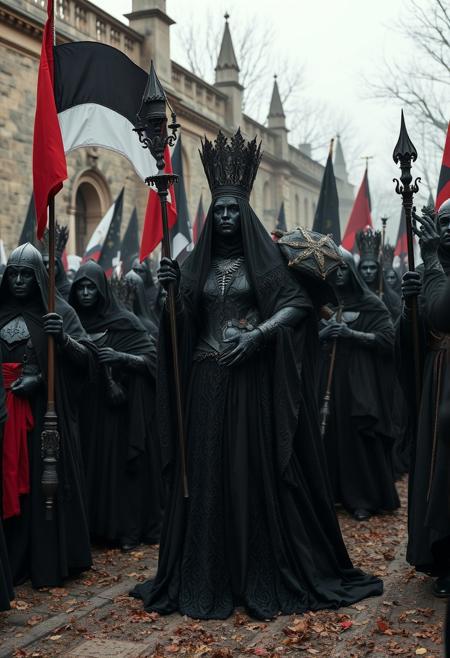 The black queen chants
the funeral march