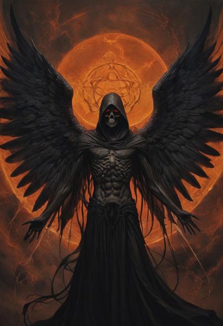 THE ANGEL OF DEATH,
DARK ONYX / ORANGE ONYX
apterus painting / beyond the black rainbow