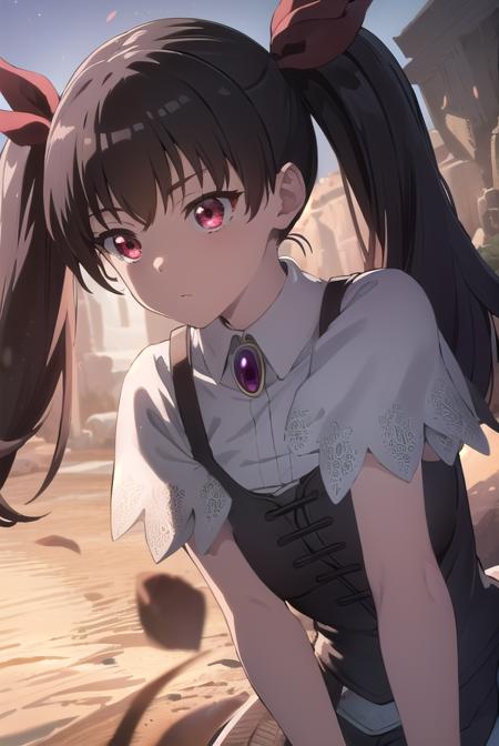 handymanliliza, <lora:handyman liliza s1-lora-nochekaiser:1>,
liliza, long hair, black hair, (red eyes:1.3), ribbon, twintails, hair ribbon,
BREAK short sleeves, puffy sleeves, jewelry,
BREAK outdoors, dungeon, cave,
BREAK looking at viewer, (cowboy shot:1.5),
BREAK <lyco:GoodHands-beta2:1>, (masterpiece:1.2), best quality, high resolution, unity 8k wallpaper, (illustration:0.8), (beautiful detailed eyes:1.6), extremely detailed face, perfect lighting, extremely detailed CG, (perfect hands, perfect anatomy),