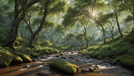 ((masterpiece:1.4,best quality)),
jungle, high trees, creek
high detail, abundant, 8k, high detail, wallpaper,