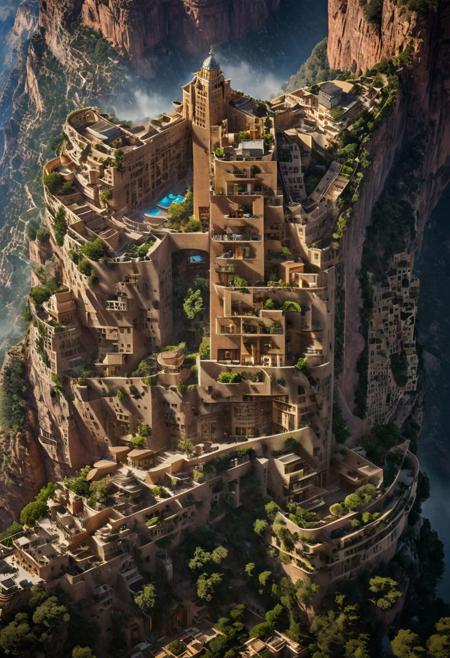 (The colonial city of the future, in the mist-filled Grand Canyon, on an unknown Earth-like planet, 2 moon on sky, Spaceship flight connects colonies, waterfulls:1.3), (Machu Picchu, a mountain settlement, incredibly spectacular:1.2), (Mario Botta:1.3), (avant-garde, future, reality, science fiction, photorealistic), (modern architecture:1.2), 
(Large Files, Ultra Realistic, 8K, 16k, FHD, HD, VFX, Perfect, Photography, composition, Architecture Sales Photography, Architecture Competition, Ultra High Resolution, Cinematography, High Resolution Image:1.1), (dramatic lighting, direct sunlight, ray tracing, clear shadow:1.2),  (real landscape:1.1), (blurred background:1.0), (urban background, more_details) ,
ac_neg1, great lighting, clear, hillscastel, extrusionbuilding, vertical