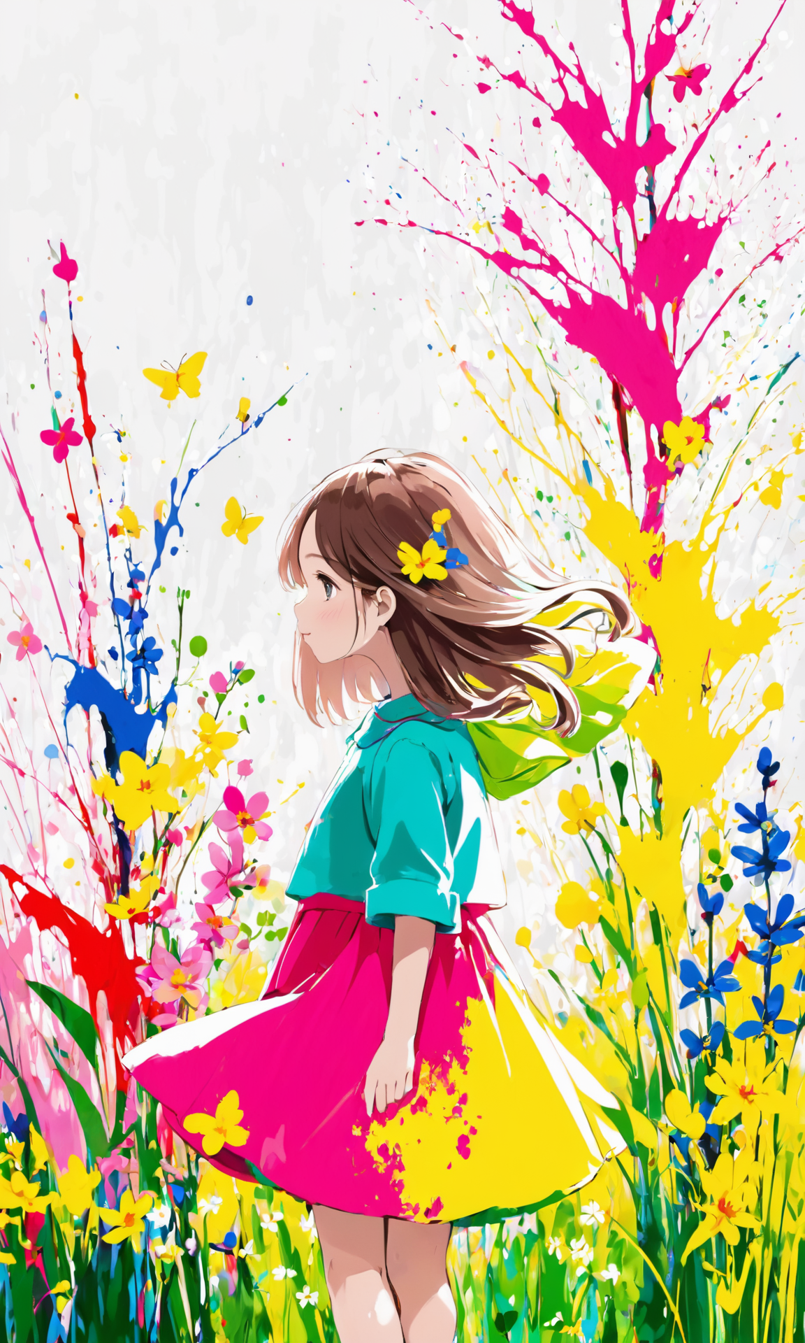 Color splash, Girl, Spring