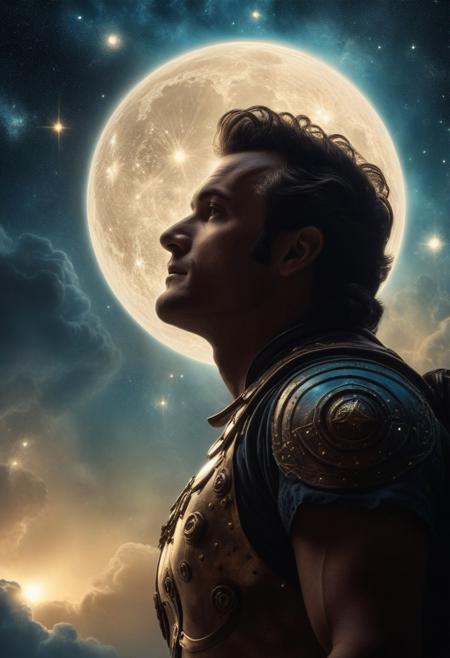 A short time until someone turns off the lights. Friends, 
where do you plan to go? Frank Frazetta style, 
close-up, 
etching, 
man, 
sky full of stars and celestial bodies, 
hdr image, 
fantasy, 
deep madness, 
space nebula, 
golden ratio composition, 
8k quality photorealistic concept art, 
in a mysterious aura