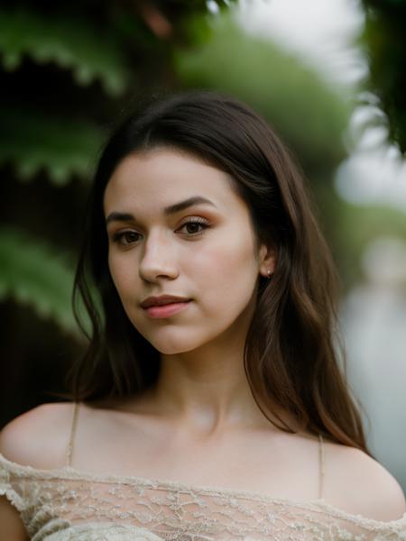 Realistic photo of a beautiful gr4c3f woman,1girl,solo,long hair,looking at viewer,smile,brown hair,black hair,brown eyes,upper body,parted lips,blurry,lips,blurry background,portrait,realistic,soft lighting, professional Photography, Photorealistic, detailed, RAW, analog, sharp focus, 8k, HD, high quality, masterpiece<lora:gr4c3f:1.0>