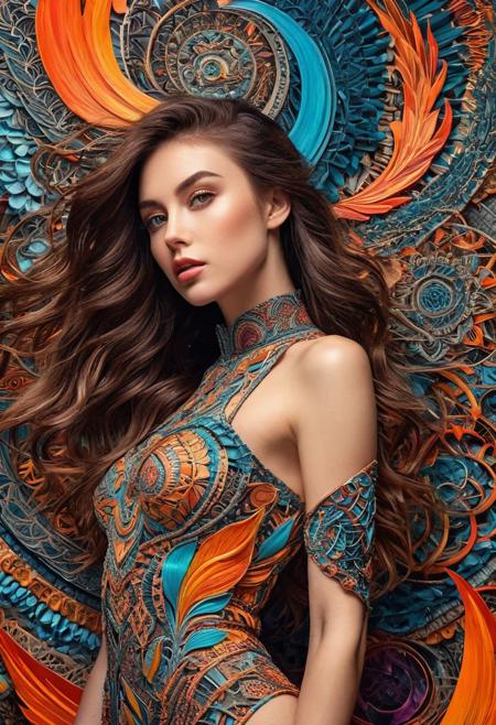 photo of TWbabeXL01, NSFW, official art, unity 8k wallpaper, ultra detailed, beautiful and aesthetic, masterpiece, best quality, realistic, 1girl, extremely detailed, dynamic angle, (zentangle, mandala, tangle, entangle), the most beautiful form of chaos, elegant, a brutalist designed, vivid colors, romanticism, plasma flame,