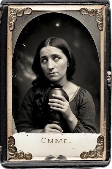 old tintype photograph of a woman, age 43, looking at a comet in the sky <lora:whiteeyes_11-04:1> whiteeyes