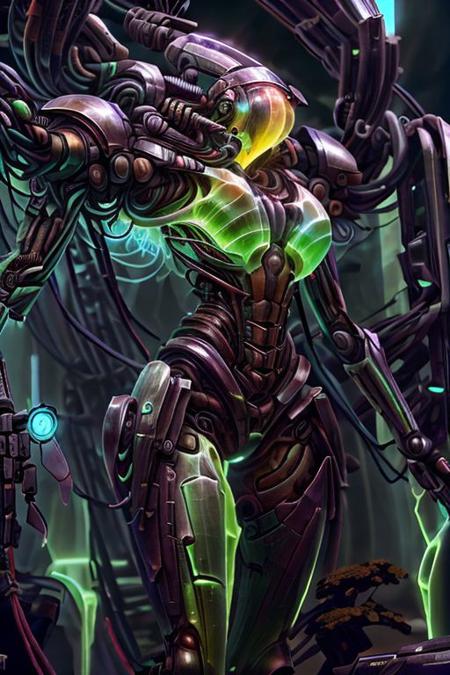 waist-length portrait, a woman dark Crab, posing for fashion, ((long neck, slender arms)) biopunk armour, (luminesce light-green hues glowing) scifi, highly detailed, 8k