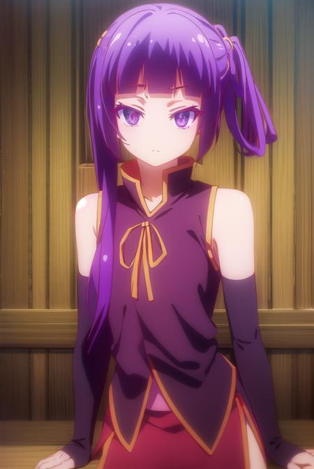 chlammyzell, <lora:chlammy zell s1-lora-nochekaiser:1>,
chlammy zell, long hair, (purple eyes:1.1), purple hair, bangs, blunt bangs, twintails, hair rings,
BREAK detached sleeves, bridal gauntlets, gloves, dress, elbow gloves,
BREAK indoors, classroom,
BREAK looking at viewer, (cowboy shot:1.5),
BREAK <lyco:GoodHands-beta2:1>, (masterpiece:1.2), best quality, high resolution, unity 8k wallpaper, (illustration:0.8), (beautiful detailed eyes:1.6), extremely detailed face, perfect lighting, extremely detailed CG, (perfect hands, perfect anatomy),