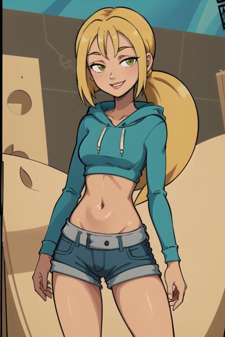  Bridgette_Total_Drama, denim, hoodie, ponytail, midriff