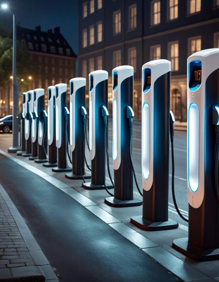 Surrealist art (Ultrarealistic:1.3) <lora:WeAreElectric-FFai-LycoLora:1> a row of electric car charging stations at night, by Thomas HÃ¤fner, by Etienne Delessert, by Matthias Weischer, charging through city, photorealism â, 3 d render beeple, hyper realisticâ, hyper realistic â, by Artur Tarnowski, by Daniel Ljunggren, by Kurt Roesch, by Fabien Charuau blurry background, Extremely high-resolution details, photographic, realism pushed to extreme, fine texture, incredibly lifelike . Extremely high-resolution details, realism pushed to extreme, fine texture, incredibly lifelike, in the background blurry stage . Dreamlike, mysterious, provocative, symbolic, intricate, detailed