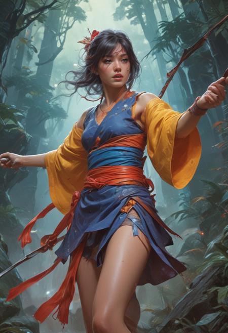 japanese nihonga painting about In the unpublished and breathtaking image (far beyond the unseeable) by john berkey, the essence of the Master's artistry shines through with remarkable clarity. As your eyes wander across the canvas, you'll encounter a harmonious fusion of elements that defy convention and ignite the imagination. It is a visual symphony that stands as a testament to Berkey's boundless creativity. Vibrant and sublime colors dominate the image, bursting forth with a luminosity that captivates the viewer., d&d, fantasy, highly detailed, digital painting, artstation, sharp focus, fantasy art, character art, illustration, 8k, art by artgerm and greg rutkowski