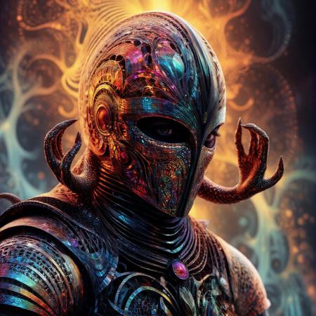 Masterpiece fantasy knight of legend with black armor, made out of fractangles, a helmet filled With Bones, Burning thunder storm, arms crawling oput of helmet. 2000s vintage RAW photo, photorealistic, film grain, candid camera, color graded cinematic, eye catchlights, atmospheric lighting, natural, shallow dof, High level of detail to create a photographic-like image, focusing on lighting, realistic textures, hyperdetailed.  <lora:Fractangles - Flux_epoch_20:1>