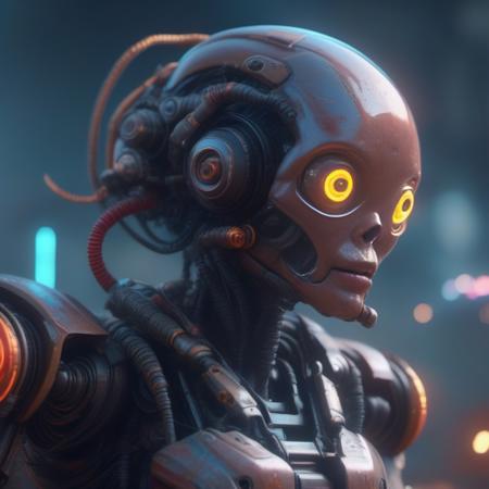 hyperdetailed and highly intricate digital illustration by Ismail Inceoglu, Erin Hanson, Gazelli, Hayao Miyazaki, a masterpiece, top-down perspective, wide-angle, 8k resolution, trending on artstation, Ray Tracing Reflections, volumetric lighting, Insanely detailed digital illustration of a beautiful cyborg robot Alien with back tentacles and large eyes, like Princess of Ghouls by Livia Prima, spooky scary, highly detailed 8k, fantastic realism, artstation hq, cinematic, volumetric lighting, vray,  <lora:SDXL Science Fiction :1>  science fiction