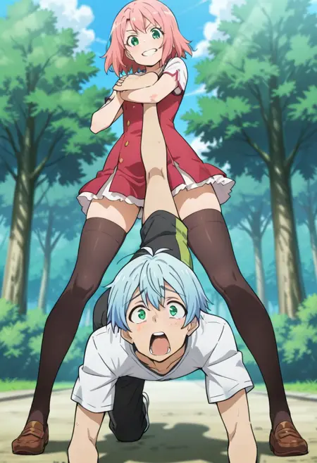 Standing Ankle Lock Wrestling Pose - Femdom/maledom