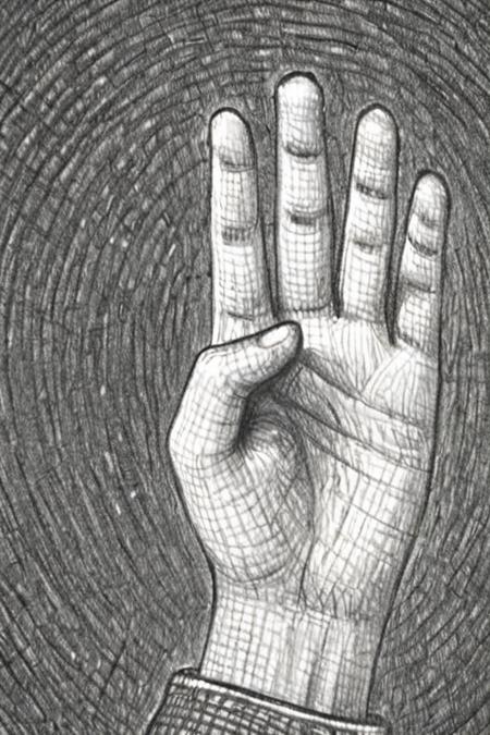 a drawing of a hand pointing Brian Selznick <lora:Brian_Selznick_Style_XL:1>