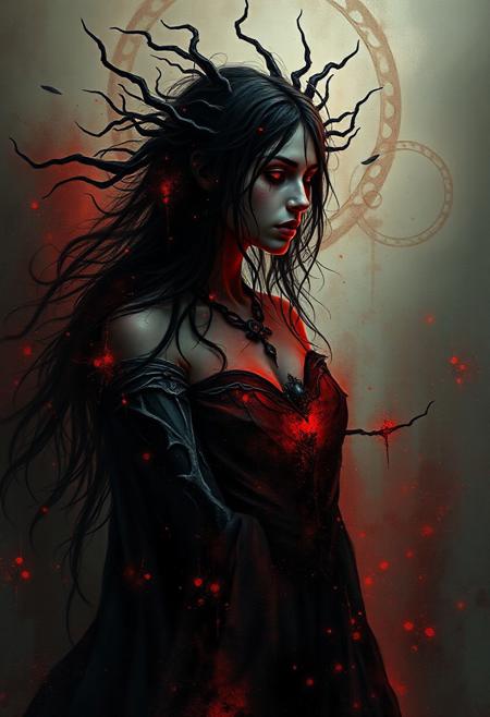 Phenomenal Woman,  macabre atmosphere, mystical figure, bitter truths, invisible bridge, ephemeral beauty, powerful expression, comprehensive, serene contemplation, striking color palettes, beauty of the artistic process