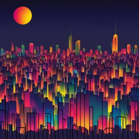 Colorful Cityscape at Night V1