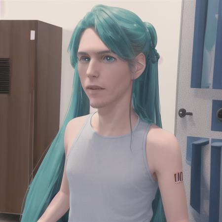 hatsune miku, jerma985, masterpiece, best quality, close-up, aqua hair, long hair,