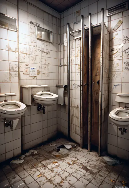 Public Restroom / Toilet Stall / Dirty Washroom XL