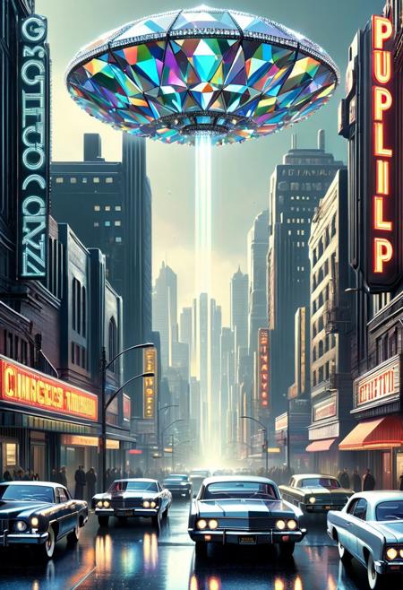 A cluster of perfectly cut gems glints under pristine white light, each surface casting tiny rainbows in all directions., noir, dystopian cityscape, retro-futurism, gritty atmosphere, detailed linework, stark contrasts, morally ambiguous characters, dynamic panel composition, Art Deco influences, pulp fiction, mature themes.