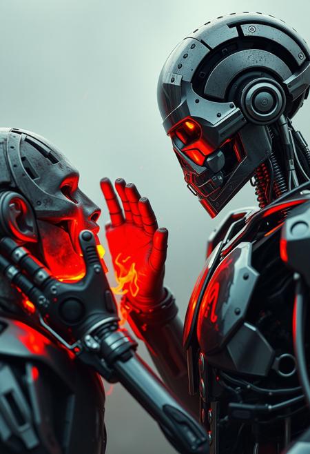 imagine a terminator kind robot trying to beat a human being and human is injured