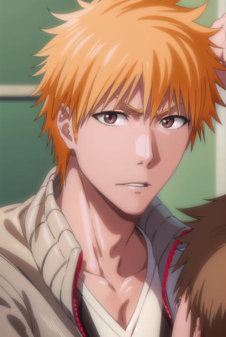 ichigokurosaki, <lyco:ichigokurosaki-lyco-nochekaiser:1>,
ichigo kurosaki, short hair, orange hair, spiked hair, (brown eyes:1.5),
BREAK shirt, long sleeves, school uniform, jacket, white shirt, open clothes, open jacket, grey jacket,
BREAK looking at viewer, upper body,
BREAK indoors, classroom,
BREAK <lyco:GoodHands-beta2:1>, (masterpiece:1.2), best quality, high resolution, unity 8k wallpaper, (illustration:0.8), (beautiful detailed eyes:1.6), extremely detailed face, perfect lighting, extremely detailed CG, (perfect hands, perfect anatomy),