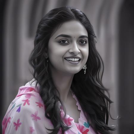 KeerthySuresh, photograph, Futuristic Dominican Girl, Count, concept art, Happy, Evil, Catholicpunk, film grain, Hasselblad, Circular polarizer, Monochrome, full of color, beautiful,  <lora:KeerthySureshSDXL:1>