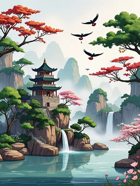 C_Traditional Chinese Landscape Style_Landscape Scene Generation