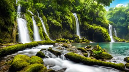 ebest quality,masterpiece,highers,4k,8k,realistic,
tropical_rainforest,bush,forest,grass,jungl,horizon,lake,moss,nature,outdoors,plant,rainforest,rock,scenery,sky,stream,stone,sunlight,tree,water,waterfall,