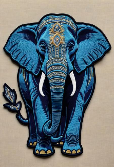 ((((An elephant made in Embroidered Patch Style ))))