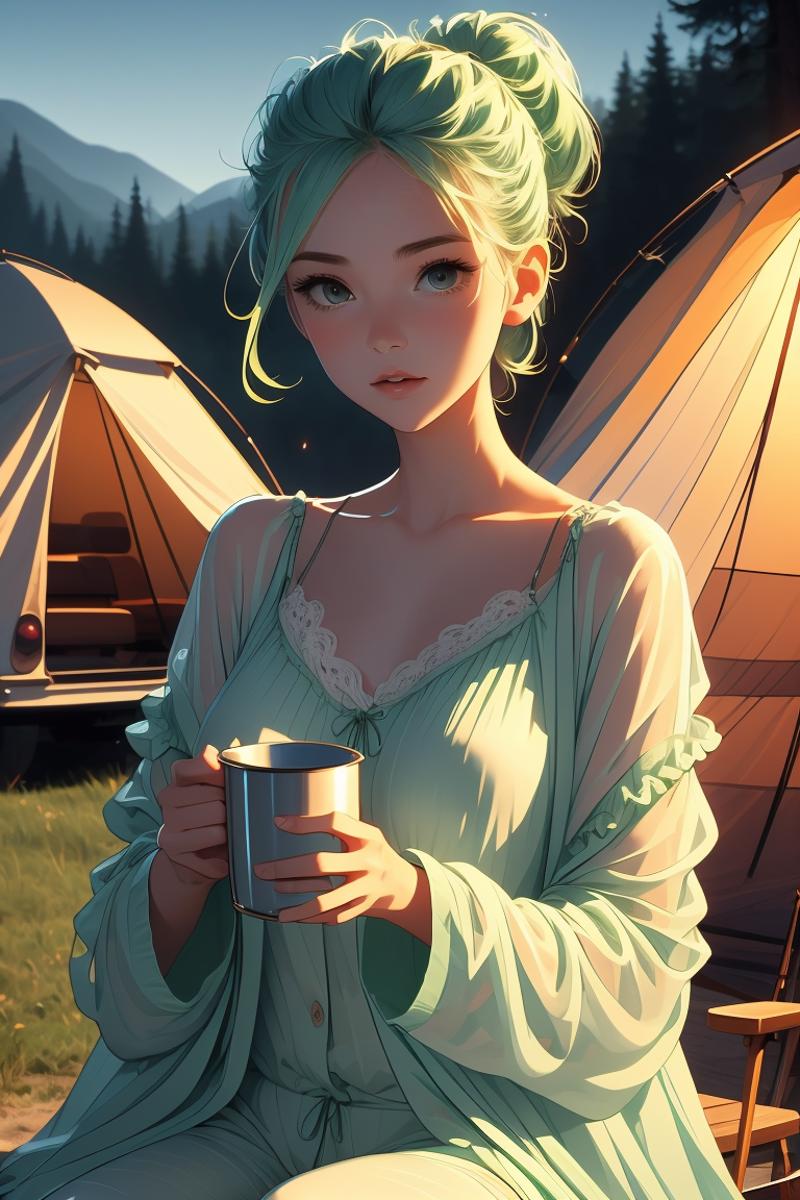 girl like campsite / camping tent / bonfire image by MarkWar