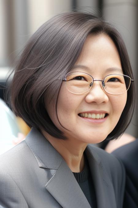 a woman wear a pair of glasses,suit,smile