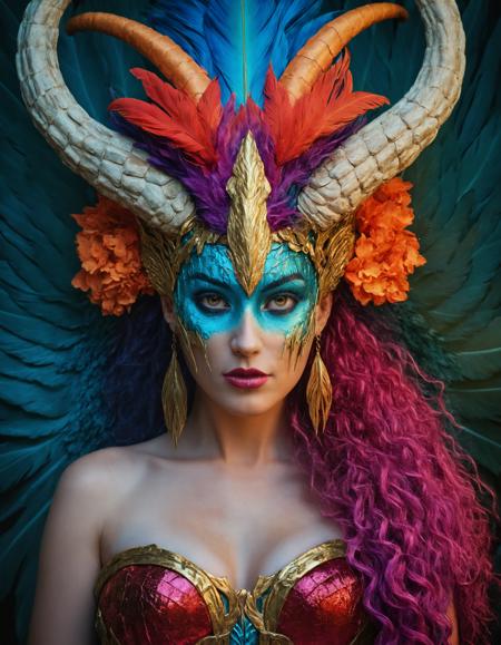 detailerlora,Mythical Creature Portrait, Fantastical, detailed textures, dramatic lighting, vibrant colors, magical