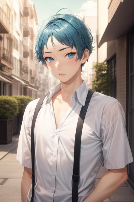 makio_tanihara blue hair blue eyes