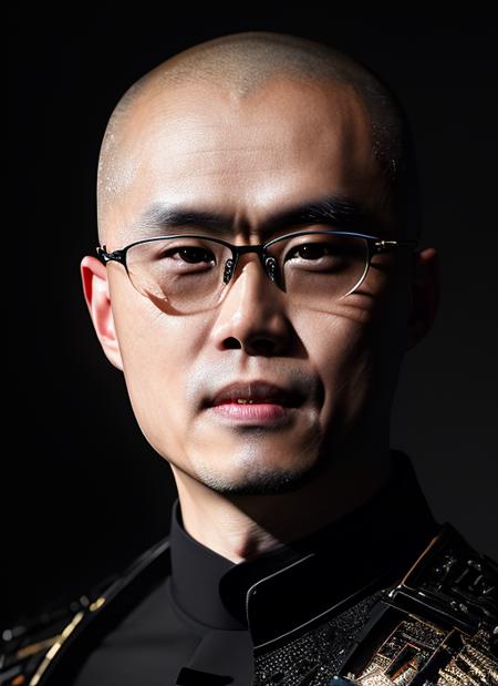 close up portrait Changpeng Zhao Binance CEO,  chinese man in glasses, bald,  <lora:CZ_2_CH:1>
a painting of a macabre monster, biomechanical, complex robot, full body, hyper realistic, insane fine details, Extremely sharp lines, cyberpunk aesthetic, a masterpiece, art by Nick Alm,todd mcfarlane, featured on zbrush central <lora:insanobot2:1>