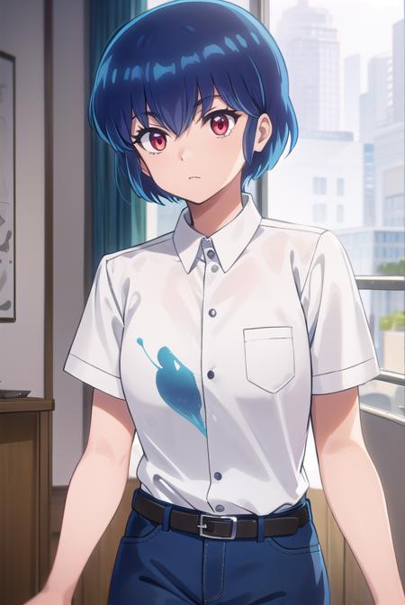 ryuunosukefujinami, <lora:ryuunosuke fujinami s1-lora-nochekaiser:1>,
ryuunosuke fujinami, short hair, blue hair, (red eyes:1.2), 
BREAK shirt, school uniform, (white shirt:1.5), short sleeves, collared shirt, belt, pants,
BREAK indoors, classroom,
BREAK looking at viewer, (cowboy shot:1.5),
BREAK <lyco:GoodHands-beta2:1>, (masterpiece:1.2), best quality, high resolution, unity 8k wallpaper, (illustration:0.8), (beautiful detailed eyes:1.6), extremely detailed face, perfect lighting, extremely detailed CG, (perfect hands, perfect anatomy),