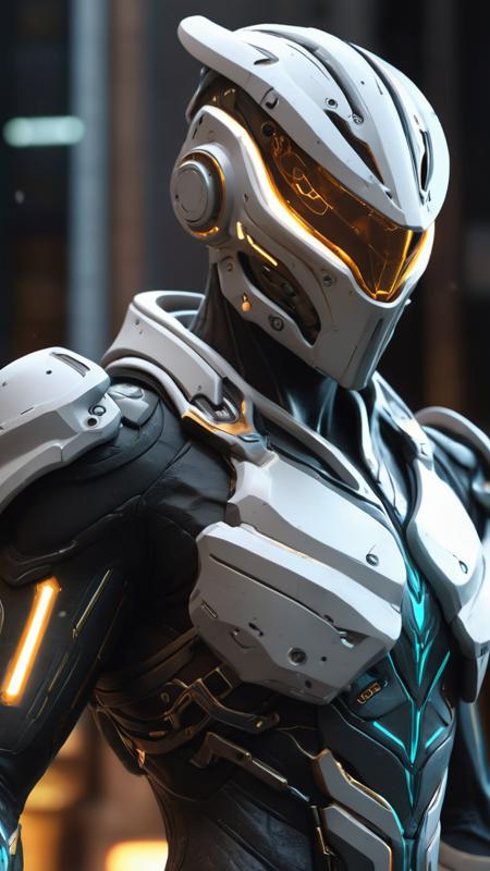 Detailed detailed mask,male figure in exo costume, in motion, hip view, sci-fi style, hawk, warframe, dark setting, intricate details, rogue, slender young figure, battle armor, futuristic city background, amazing image quality in 8k, teflon surface, segmented armor, octane rendering, energy lights, neon, max detail, max fine detail, matt surface, smooth surface, realism, complex volume lighting, 3d, uhd, 8k