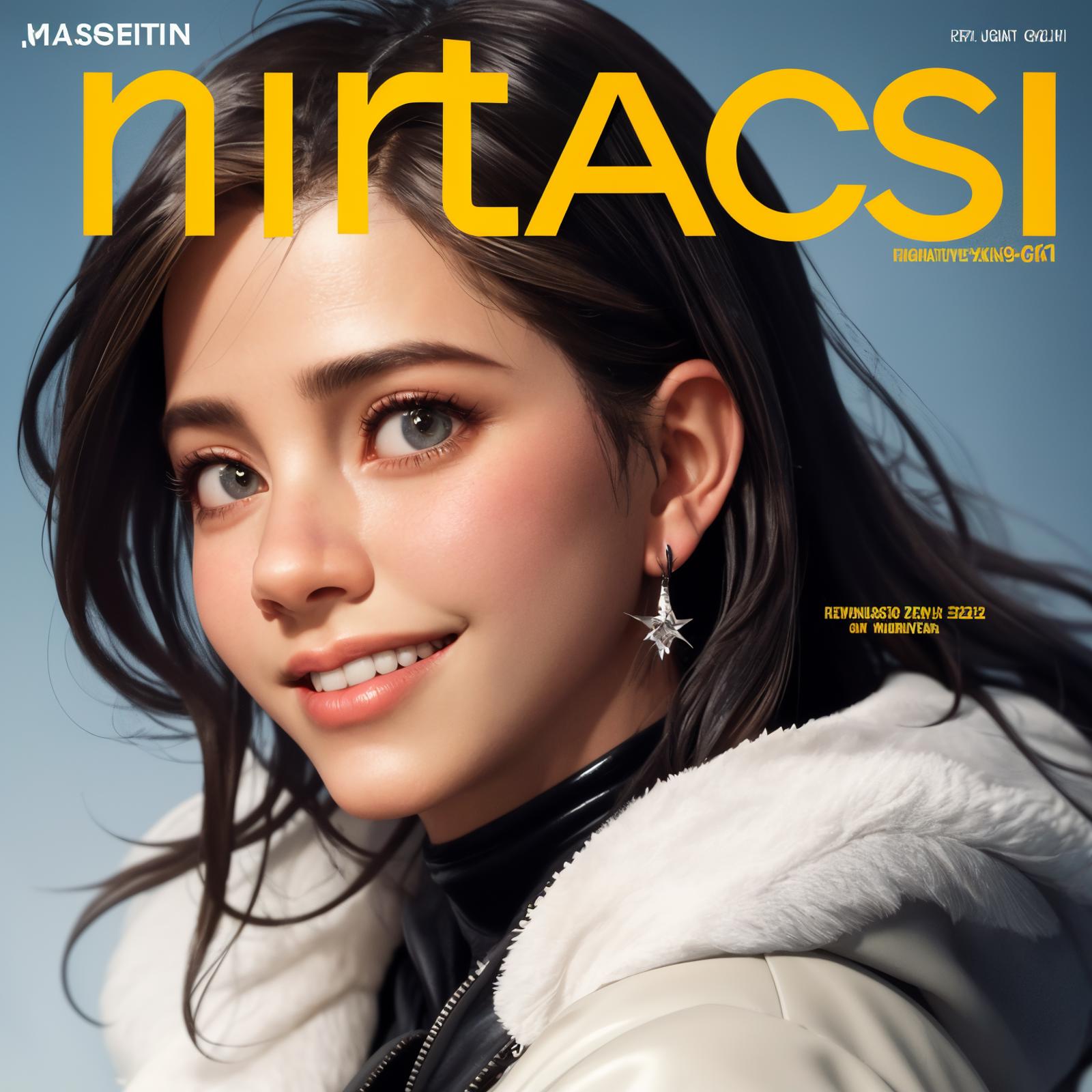 A smiling woman wearing a white jacket and earrings appears on the cover of Nirvana magazine.