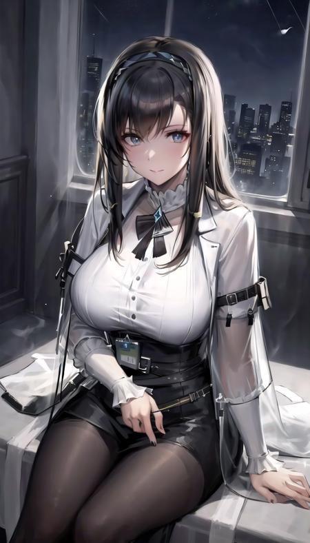 1lady,madam,(mature female),(milf),
priestess \(arknights\),priestess outfit,see-through sleeves,
black hairband,neck ribbon,bowtie,lanyard,black pantyhose,white footwear,
(night:1.58),
highres,official art,original,masterpiece,best quality,
(LARGE breasts),
face lighting,cinematic lighting,caustics,
xxxxxxxxxxxw <lora:priestess_(arknights)3 (7):0.6>