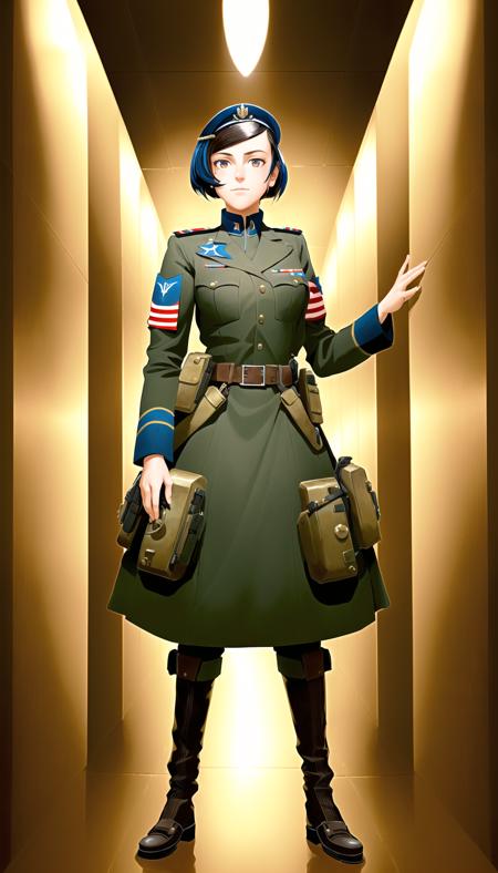 absurdres, 1girl, full body, dieselpunk military uniform, standing in a war room, official art, vivid color, finely detailed, hyper detailed, 8k, high resolution illustration, Masterpiece, best quality, intricate_detail