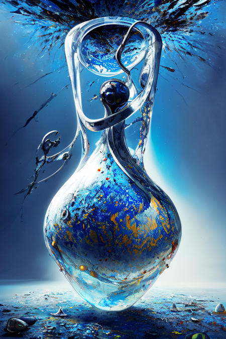 highly detailed, clearly,
Splatter paint, artistic, a Klein Bottle, futuristic, vignette, chic and colorful, Fine Art backlight,
oil painting, fantasy, fantastic style, dreamy, dramatic lighting, light leak from crack, vivid blue, clearly