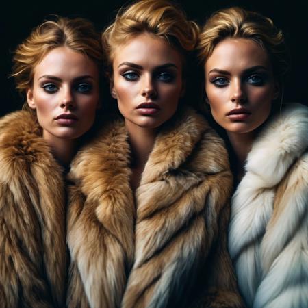 3girls, different models, ginger, blonde, brown, glamour shot of 3 women, (dark mood masterpiece Photography by Mario Giacomelli:1.2),high quality, 8K Ultra HD, 3 beautiful female model wearing thick fur over their entire body, fur coat, blonde hair, extremely elaborate hair updo, fur, beautiful, full depth of field and realistic textures, colorful, atmospheric haze, Film grain, cinematic film still, highly detailed, high budget, cinemascope, moody, epic, OverallDetail, gorgeous, 2000s vintage RAW photo, photorealistic, candid camera, color graded cinematic, eye catchlights, atmospheric lighting, imperfections, natural, shallow dof
BREAK
all girls have prominent and usually high cheekbones, a defined chin and a lower jawline. To that list we could add a regular nose, raised eyebrows, facial symmetry, full lips, thick hair and other features of beauty.